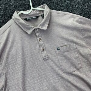 Travis Mathew Mens XL Polo Shirt Mauve Purple Stripe Pima Cotton Blend Pocket
